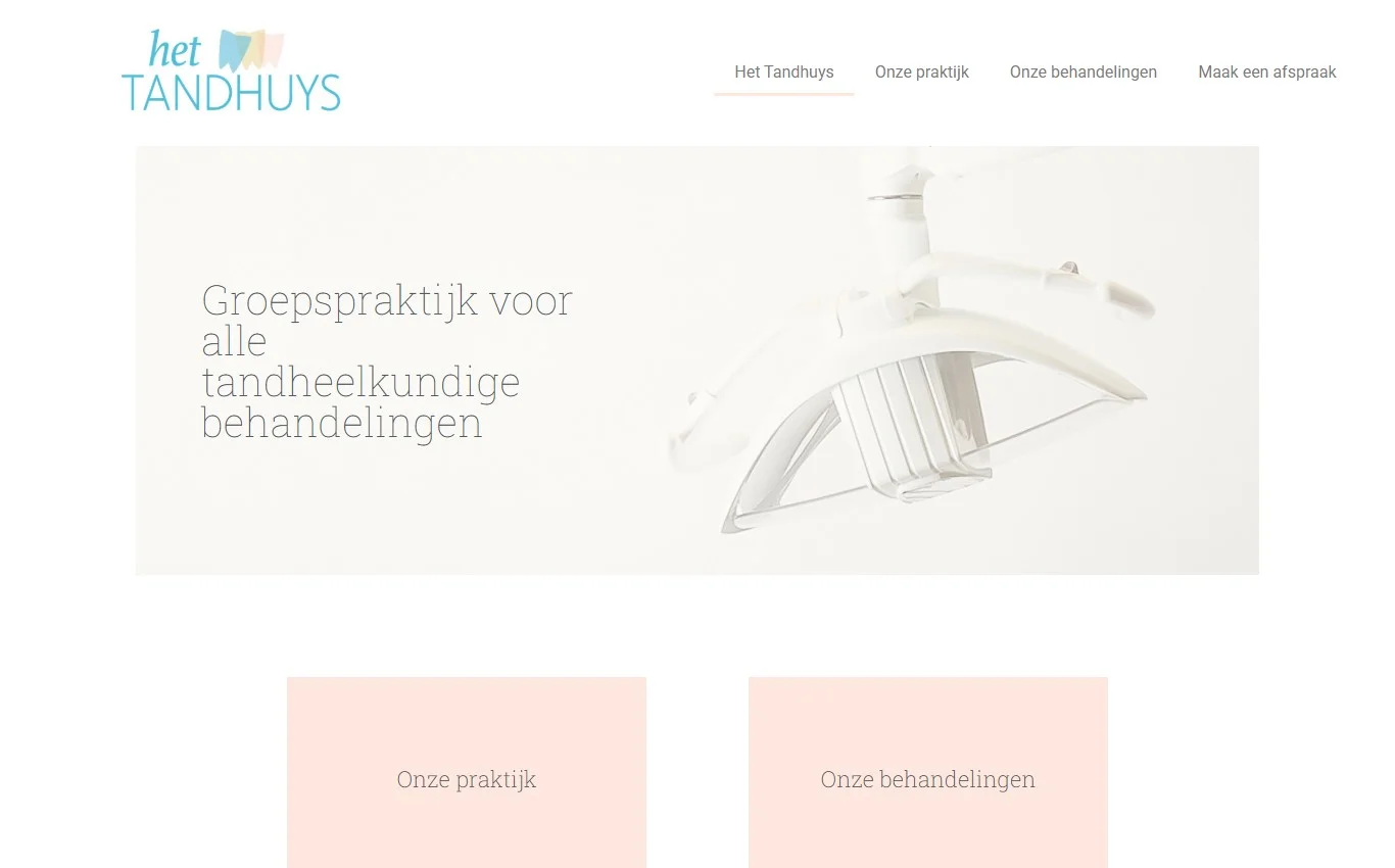 Website van tandartspraktijk Het Tandhuys na overname van hosting en technisch beheer