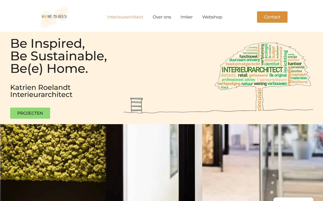 Portfolio website van interieurarchitect Katrien Roelandt met projecten en ontwerpbegeleiding