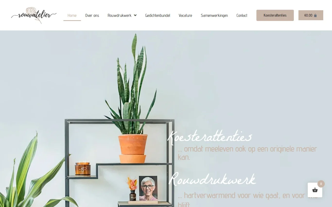 Rouwatelier webshop voor rouwdrukwerk, troostgeschenken en koesterattenties