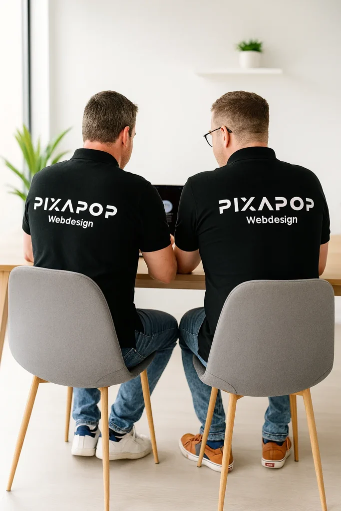 Peter en Michaël van Pixapop werken samen aan een website